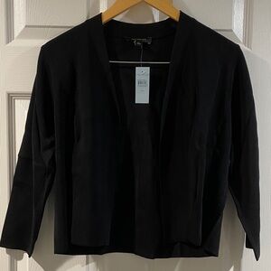 Ann Taylor Crop Open Elegant Petite Black Cardigan - Size Large
